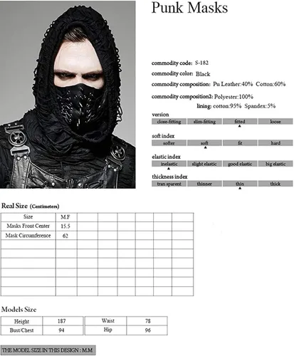Vista 7 de PUNK RAVE - Máscara punk para hombre, diseño de hip hop, estilo fresco, para Halloween, para fiestas