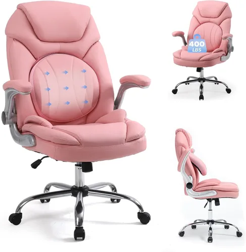 Vista 10 de Silla ergonómica de escritorio de oficina con brazos abatibles de apoyo trasero, cómoda silla de oficina ejecutiva, color negro