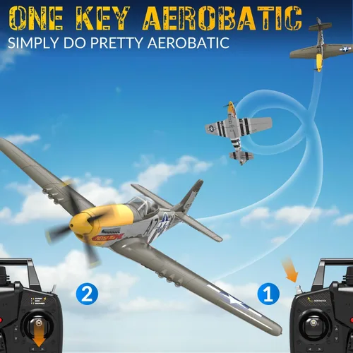 Vista 7 de Avión RC P51 Mustang sin escobillas de 4 canales - VOLANTEXR 19.685 in RC Aviones con estabilizador XPilot y acrobático 3D, aviones RC para adultos