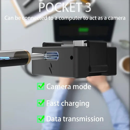 Vista 6 de Kit de trípode de liberación rápida para DJI Osmo Pocket 3, base de adaptador de carga de puerto de función completa tipo C para bolsillo 3