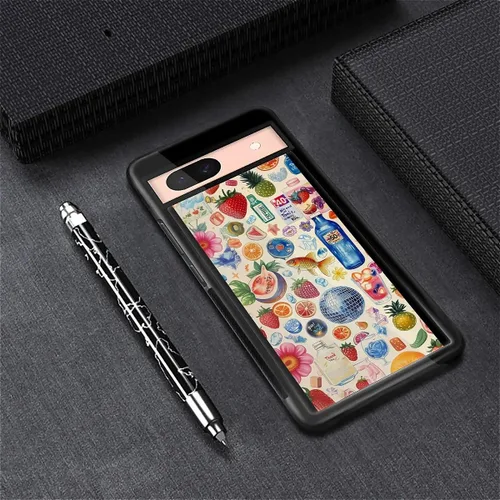 Vista 1406 de Compatible con Google Pixel 4A 5G Mobile Case Creative Acrylic Panel trasero Silicona Protección Grip especialmente diseñado para Google Pixel 4A 5G