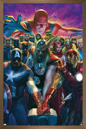 Vista 13 de Trends International - Póster de pared, diseño de los Vengadores de Marvel Comics #10, 14.725" x 22.375", versión enmarcada de Barnwood