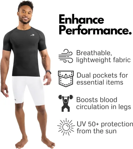 Vista 2 de CompressionZ Pantalones cortos de compresión para hombre, ropa interior deportiva de compresión de elastano