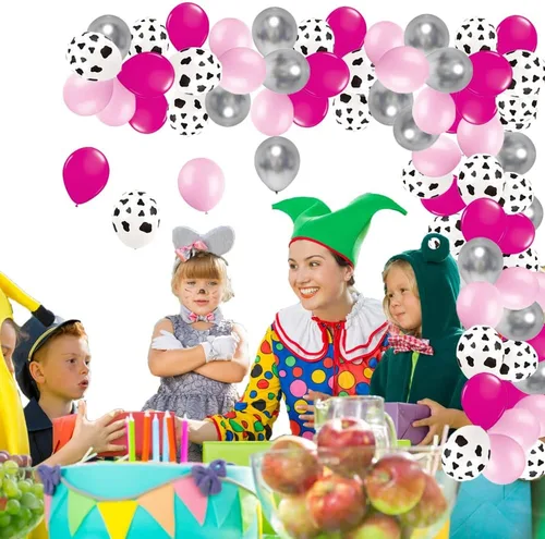 Vista 7 de Juego de globos con estampado de vaca, globos de látex rosa de 12 pulgadas para cumpleaños, despedida de soltera, despedida de soltera, decoración