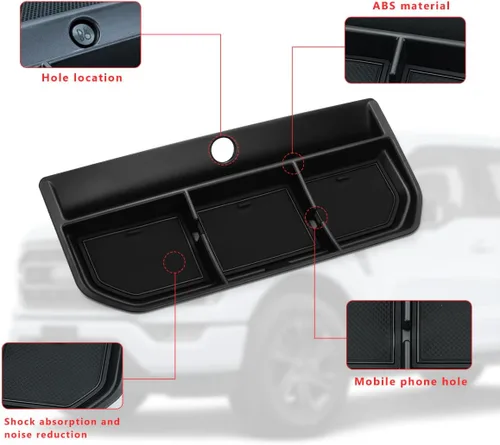 Vista 4 de auovo Bandeja organizadora de tablero para Ford F150 2021 2022 2023 consola central Accesorios para tablero de automóvil, soporte para teléfono