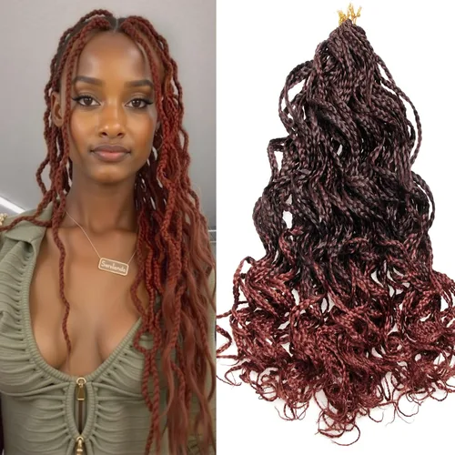 Vista 7 de Goddess - Extensiones de cabello trenzado de fibra sintética con trenzas de ganchillo #1B, 18 pulgadas