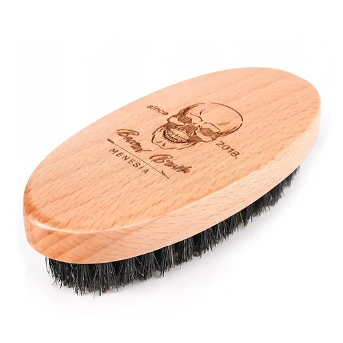 Vista 3 de Soft Boar Bristle Beard Brush for Men Cerdas de jabalí suaves y lisas, estampado de calavera, tamaño de viaje de bolsillo pequeño Cráneo