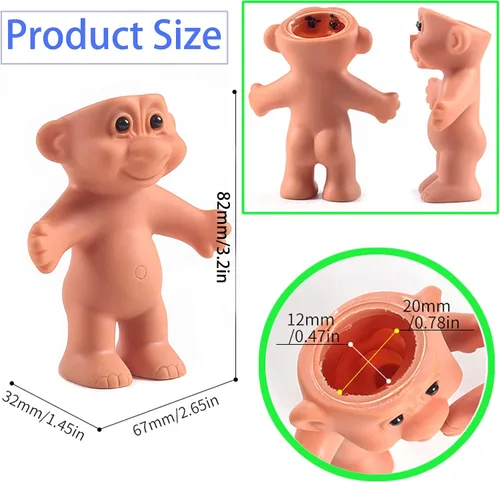 Vista 2 de 2 mini bolsas para encendedor de muñecas Troll, fundas de silicona para encendedores, soporte creativo para encendedor con mini disfraz y sombrero