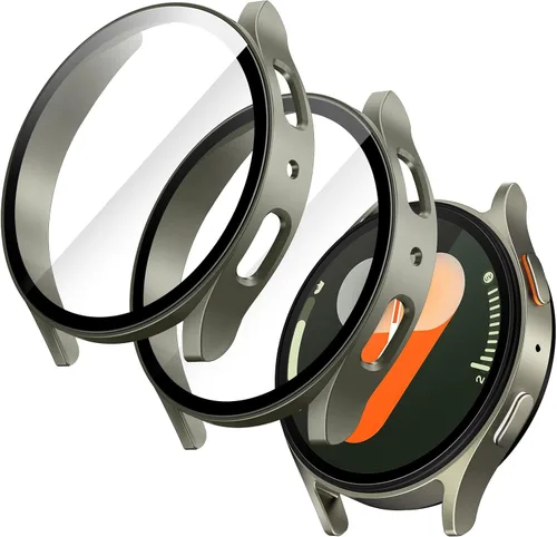 Vista 10 de JETech Funda con protector de pantalla para Samsung Galaxy Watch 7 de 40 mm, cubierta protectora general, película de vidrio templado de alta Negro