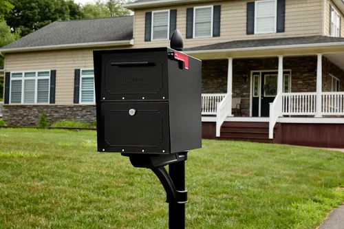 Vista 6 de Architectural Mailboxes Oasis TriBolt - Buzón de buzón con bloqueo de montaje, color negro, XL Galvanized steel build for outside with a