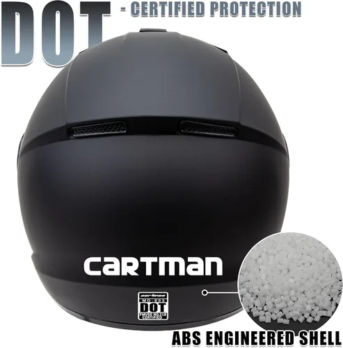 Vista 2 de CARTMAN Casco integral para motociclista - Certificado DOT para bicicletas de carreras y de calle, Casco con visera para adultos con diseño