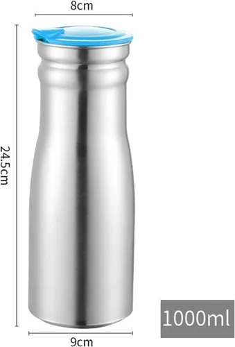 Vista 8 de Jarra de agua de acero inoxidable de 1 litro con tapa aislada, jarra de café térmica de acero inoxidable de doble pared al vacío, termo para café
