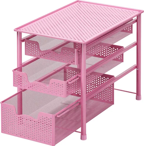 Vista 21 de Simple Houseware - Cajón organizador de cesta de gabinete apilable, rosa