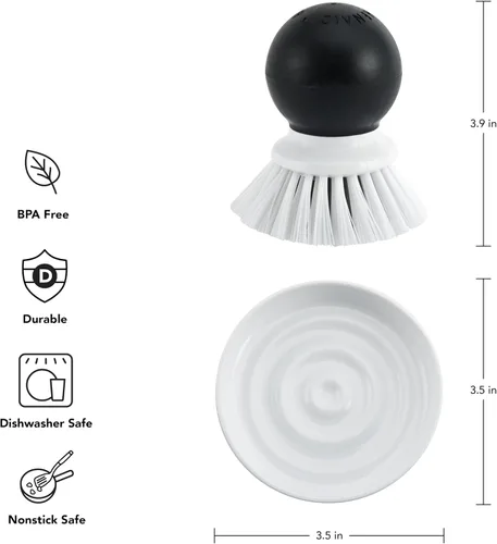 Vista 2 de KitchenAid Cepillo de palma con bandeja de platos para mantener las encimeras secas y limpias, cerdas de nailon duraderas para una limpieza Negro