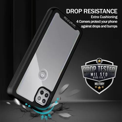 Vista 2 de Funda compatible con Motorola One 5G Ace, protector de pantalla integrado de cuerpo completo, a prueba de golpes, ajuste delgado, parachoques funda