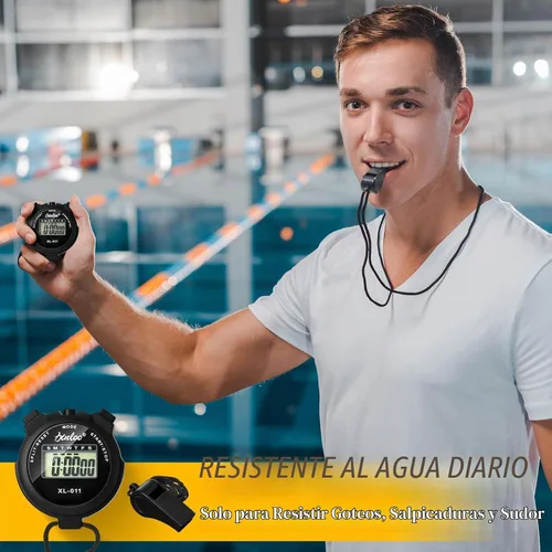 Vista 5 de Simgoing 48 piezas cronómetro digital temporizador de plástico silbato a granel para entrenadores deportivos, árbitro, reloj impermeable con Negro