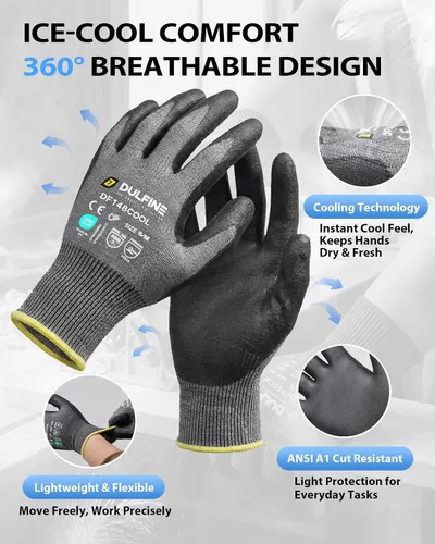 Vista 2 de DULFINE Cooling Safety Work Gloves for Men & Women 12 Pairs Pack