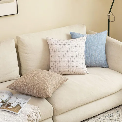 Vista 299 de MIULEE - Juego de 2 fundas de almohada decorativas de lino de arpillera navideñas, modernas, estilo campestre, rústicas, tejidas, con textura