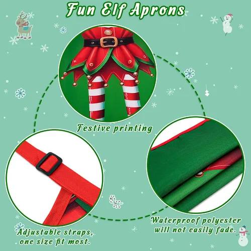 Vista 5 de 90shine 4 piezas de delantales de Navidad para mujeres: delantal de cocina para hornear y cocinar, accesorios de disfraz para adultos, decoraciones