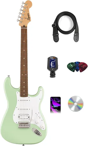 Vista 16 de Fender Squier Sonic Stratocaster HSS - Paquete negro con amplificador Frontman 10G, afinador, correa, cable, púas y DVD de guitarra Austin Bazaar