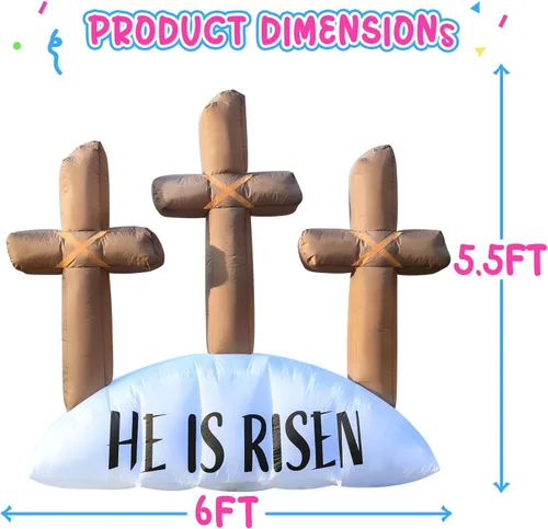 Vista 4 de Decoraciones inflables de Pascua para exteriores de 6 pies, con luces LED integradas, decoración de patio, para fiestas de Pascua, al aire libre