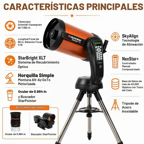 Vista 3 de Celestron NexStar 8 SE Schmidt-Cassegrain telescopio computarizado con kit de accesorios de lujo