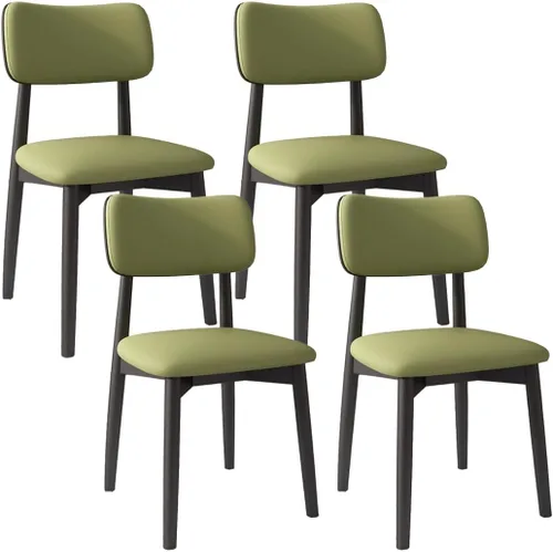 Vista 15 de YVYKFZD Solid Wood Dining Chairs, Kitchen Chairs Set with Curved Backrest, Leather Upholstered Dining Room Chair, Armless Living Room Chair, for