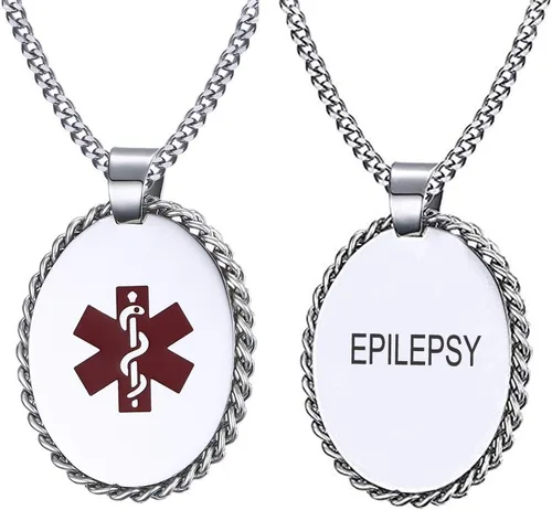 Vista 59 de VNOX Collar con colgante personalizado de acero inoxidable con grabado personalizado para identificación de alerta médica de emergencia para hombres