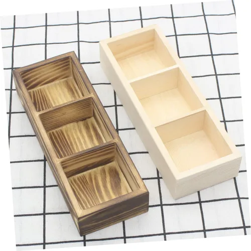 Vista 5 de 3 Compartment Wooden Tea Bag Organizer Holder for Countertop Storage