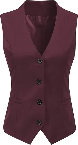 Vista 4 de Chaleco formal de 4 botones con cuello en V para mujer
