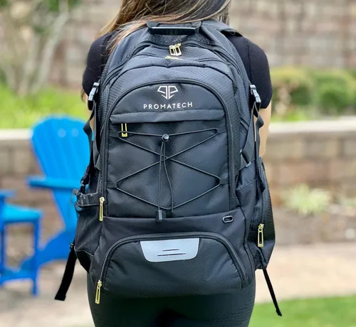 Vista 5 de Mochila deportiva, diseño todo en uno para pelota de fútbol de tamaño 5 o baloncesto tamaño 7, lista para portátil, almacenamiento de tacos, sistema