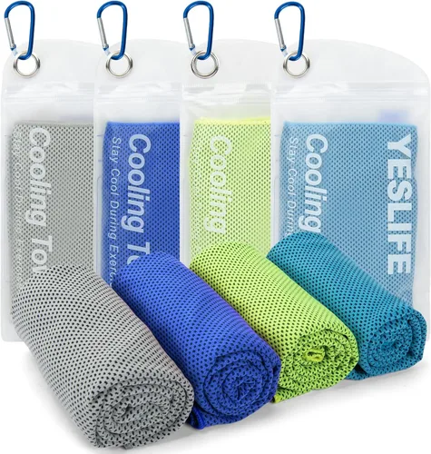 Vista 17 de YESLIFE Paquete de 4 toallas refrescantes de 40 x 12 pulgadas, toallas de gimnasio para hombres y mujeres, toallas de entrenamiento suaves y Negro