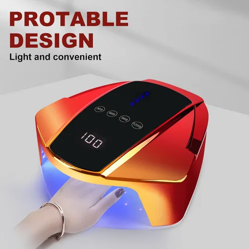 Vista 7 de Lámpara de uñas LED inalámbrica de 96 W con mango portátil, lámpara UV de curado profesional para uñas de gel, sensor infrarrojo automático y 4
