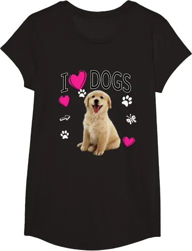 Vista 3 de Camiseta I Love Dogs - Camiseta Golden Labrador retriever, Azul Negro