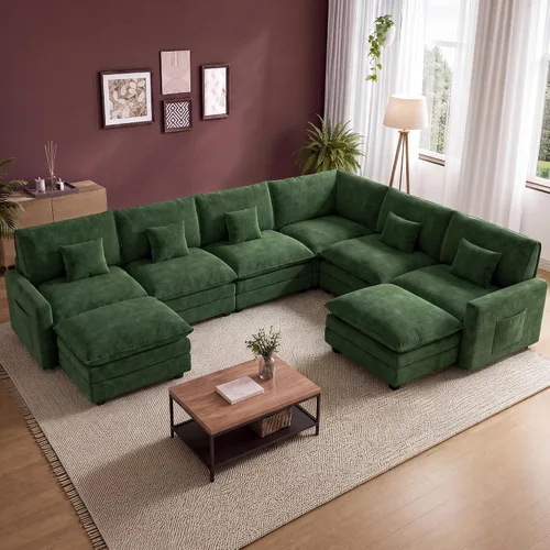 Vista 27 de Cloud Couch Sectional, L Shaped Modular Sofa with Movable Ottoman Negro