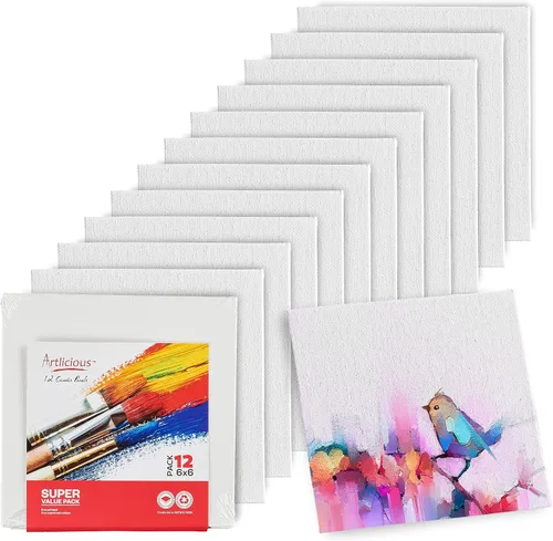 Vista 12 de Artlicious Lienzos para pintar – Paquete de 12,4 x 4 pulgadas de lienzo blanco – Paneles de arte 100% algodón para pintura al aceite, acrílico