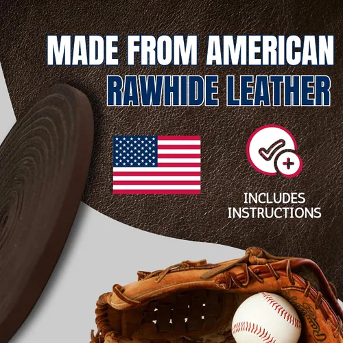 Vista 2 de Covey Sports Kit de encaje de guante de béisbol de alta calidad, cuero crudo americano auténtico, cordones de 72 pulgadas para reparación y relación