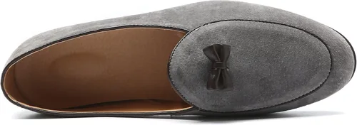 Vista 3 de Mocasines para hombre deslizarse en zapatos de conducción para hombre mocasín de terciopelo fumar zapatilla con lazo