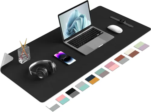 Vista 18 de Tapete de escritorio grande protector – Alfombrilla multifuncional de doble cara para escritorio de oficina, alfombrilla de ratón suave de Azul lago