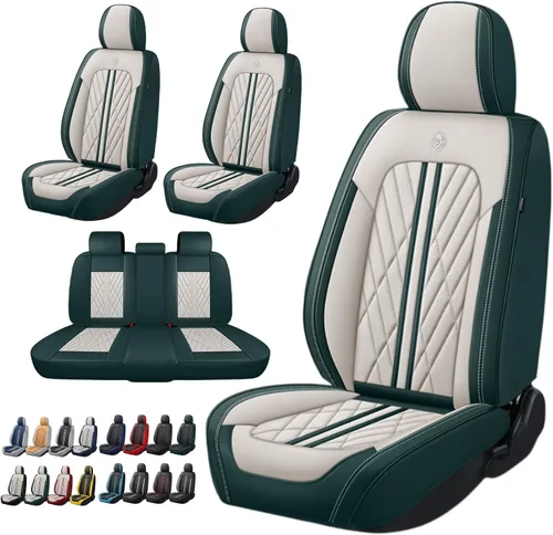 Vista 17 de Juego de fundas de asiento de automóvil de cuero nappa impermeables y transpirables de ajuste universal, cojín protector para vehículo automotriz