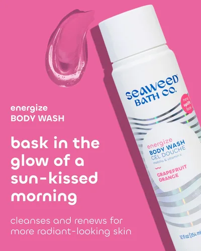 Vista 2 de Seaweed Bath Co. Gel de Ducha Energize, Aroma a Pomelo Naranja, 12 Onzas, Gel de Ducha para Hombres y Mujeres, Vegano, Sin Parabenos, Sin Sulfatos