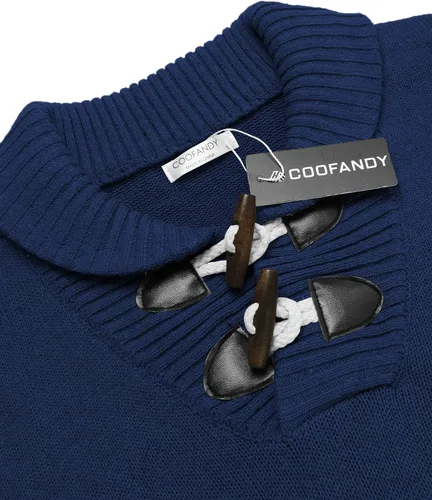 Vista 4 de COOFANDY Men's Shawl Collar Pullover Sweater Relaxed Fit Casual Cotton Cable Knit Sweaters with Pockets
