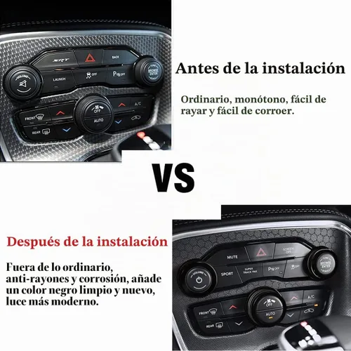 Vista 4 de Auprite Fundas de perilla de control de clima para accesorios Challenger 2015-2023 2024, para Dodge Charger 2015-2023 2024, para Dodge Chrysler Negro