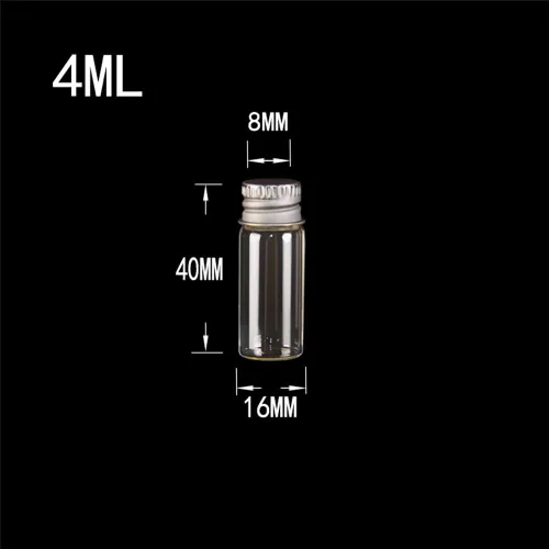 Vista 3 de Botella sellada de vidrio transparente transparente de 0.1 fl oz con tapa de aluminio de tornillo, recipientes de viales pequeños, mini botella