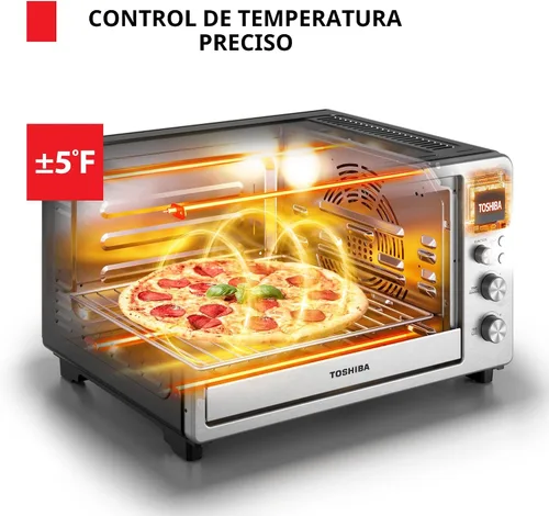 Vista 7 de TOSHIBA ChefFry - Combo de horno tostador y freidora de aire con tostadas, hornear, asar, pizza y deshidratación, capacidad de 26.4 cuartos