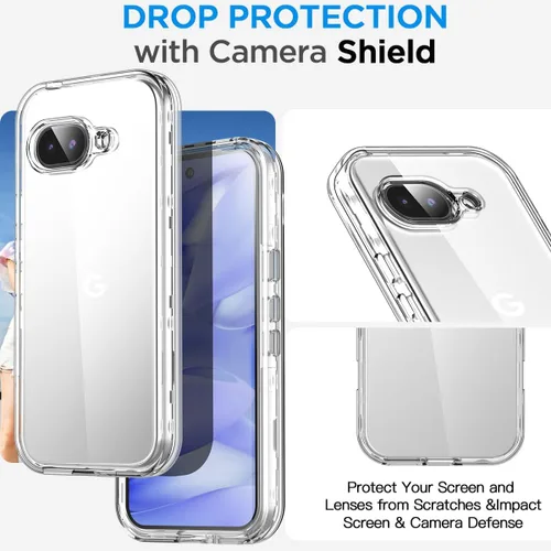 Vista 2 de AICase Funda transparente para Google Pixel 9a (6.3 pulgadas), resistente protección contra caídas, cuerpo completo, a prueba de golpes, a prueba