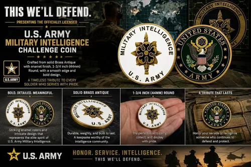 Vista 3 de Moneda de desafío de inteligencia militar del ejército