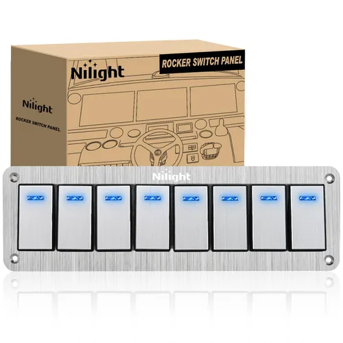Vista 23 de Nilight Panel de Interruptores Basculantes de 2 Posiciones con Luz LED Naranja, 5 Pines On/Off, Interruptores Basculantes de Aluminio Precableados