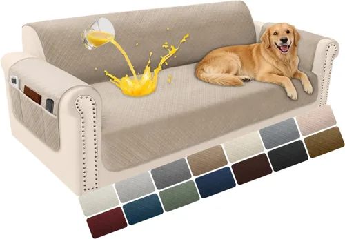 Vista 41 de Fundas de terciopelo 100% impermeables para sofá biplaza, fundas lavables para sofá de 2 plazas, fundas de sofá aptas para mascotas, protector