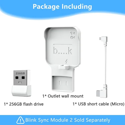 Vista 7 de Unidad flash USB Blink de 256 GB, con soporte de pared con toma de corriente para Blink Sync Module 2, almacenamiento USB Blink y soporte de cámara
